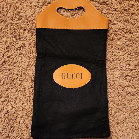 Gucci Handbags - Gucci Vintage Small Black and Brown Wool And Faux Leather Tote/dust Bag